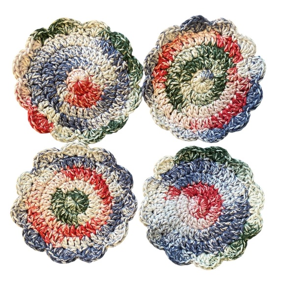 Handcrafted Crocheted Coasters set of 4 Multicolored - Picture 2 of 3